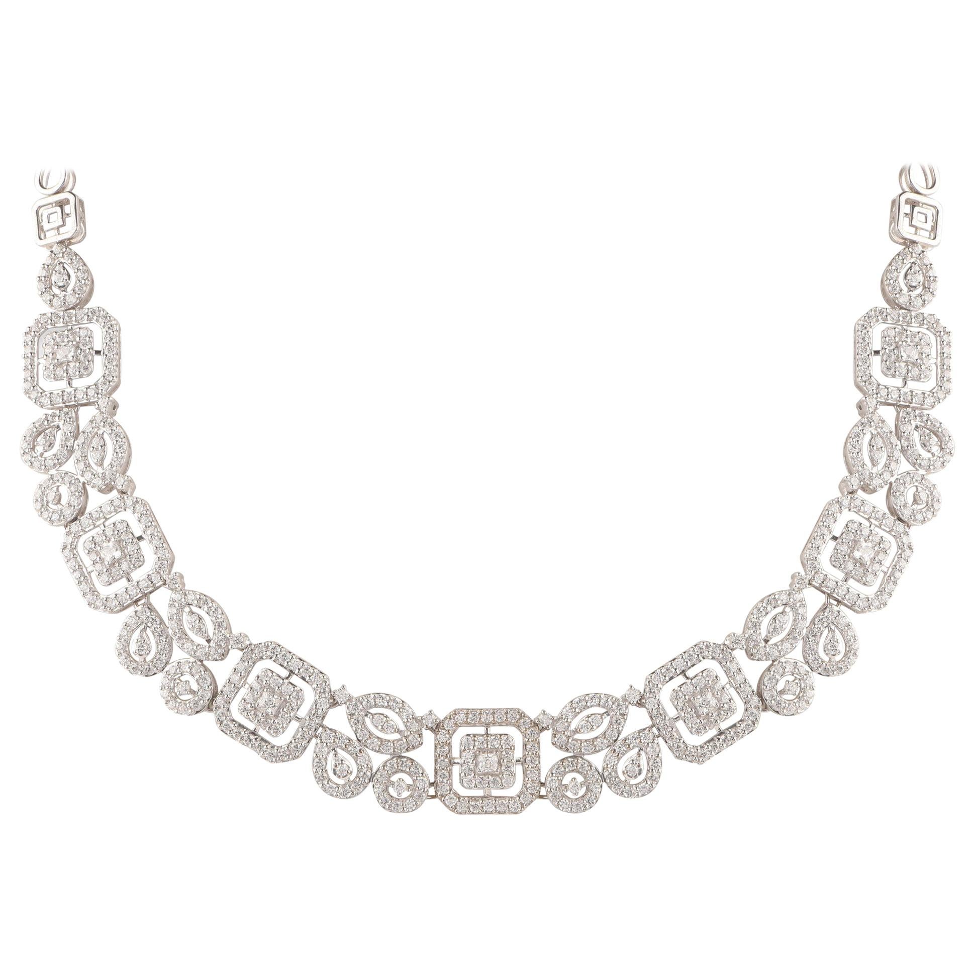 Superbe collier de mariage en or blanc 18 carats avec diamants de 5,50 carats certifiés TJD