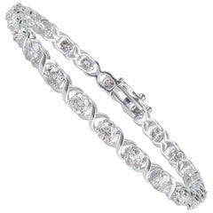 Bracelet tennis à maillons XO en or blanc 10 carats avec diamants de 5,50 carats certifiés IGI, TJD