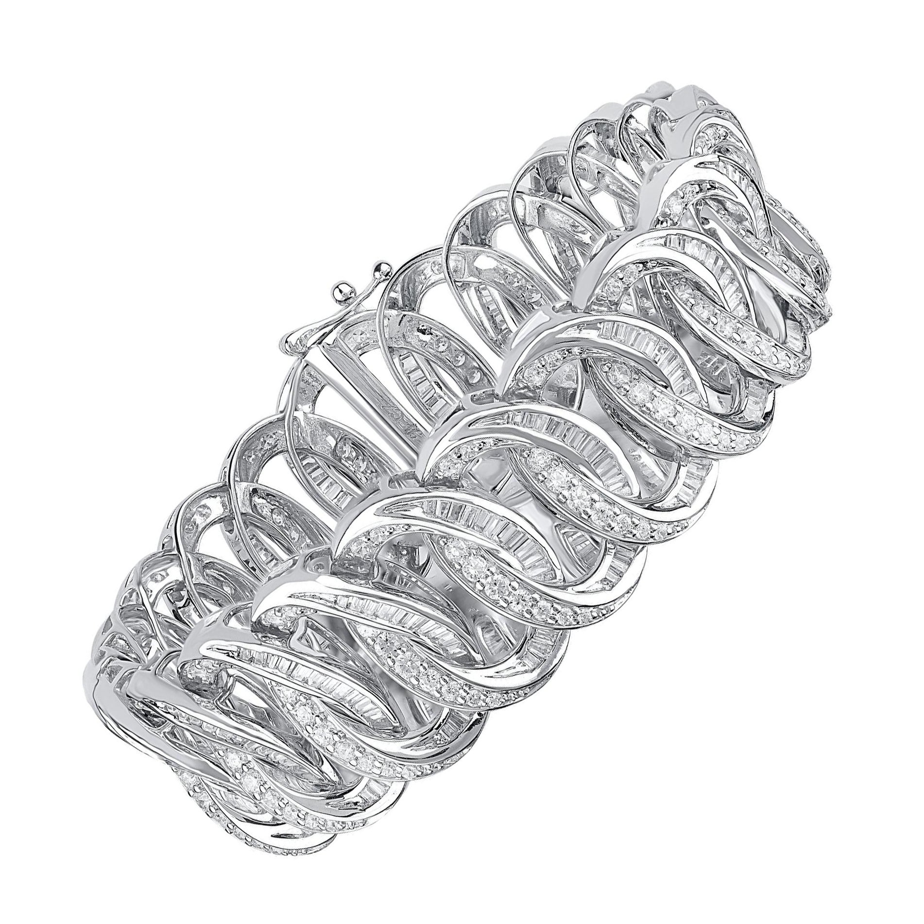 TJD 7.0 Carat Natural Diamond 14 Karat White Gold Interlocking Circles Bracelet