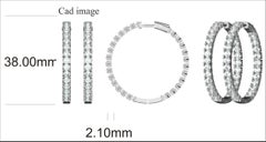 TJD 7,0 carati tondi in oro bianco 14K Designer Inside Out Orecchini a cerchio con diamanti