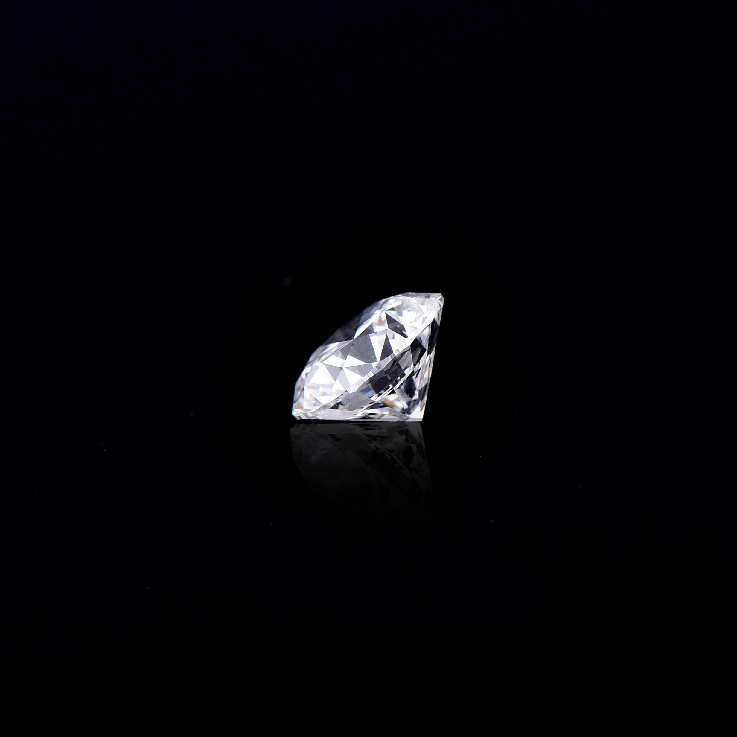 Round Cut TJD Certified Canadian Colourless 0.55 Carat Round Brilliant Cut Loose Diamond For Sale