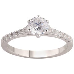 TJD GIA Certified 1 Carat Diamond 18 Karat White Gold Classic Engagement Ring