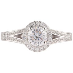 Bague de mariage à tige fendue en or blanc 18 carats avec diamants de 1,00 carat certifiés GIA, TJD