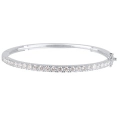 TJD IGI Certified 3 Carat Diamond 10 Karat White Gold Classic Designer Bangle