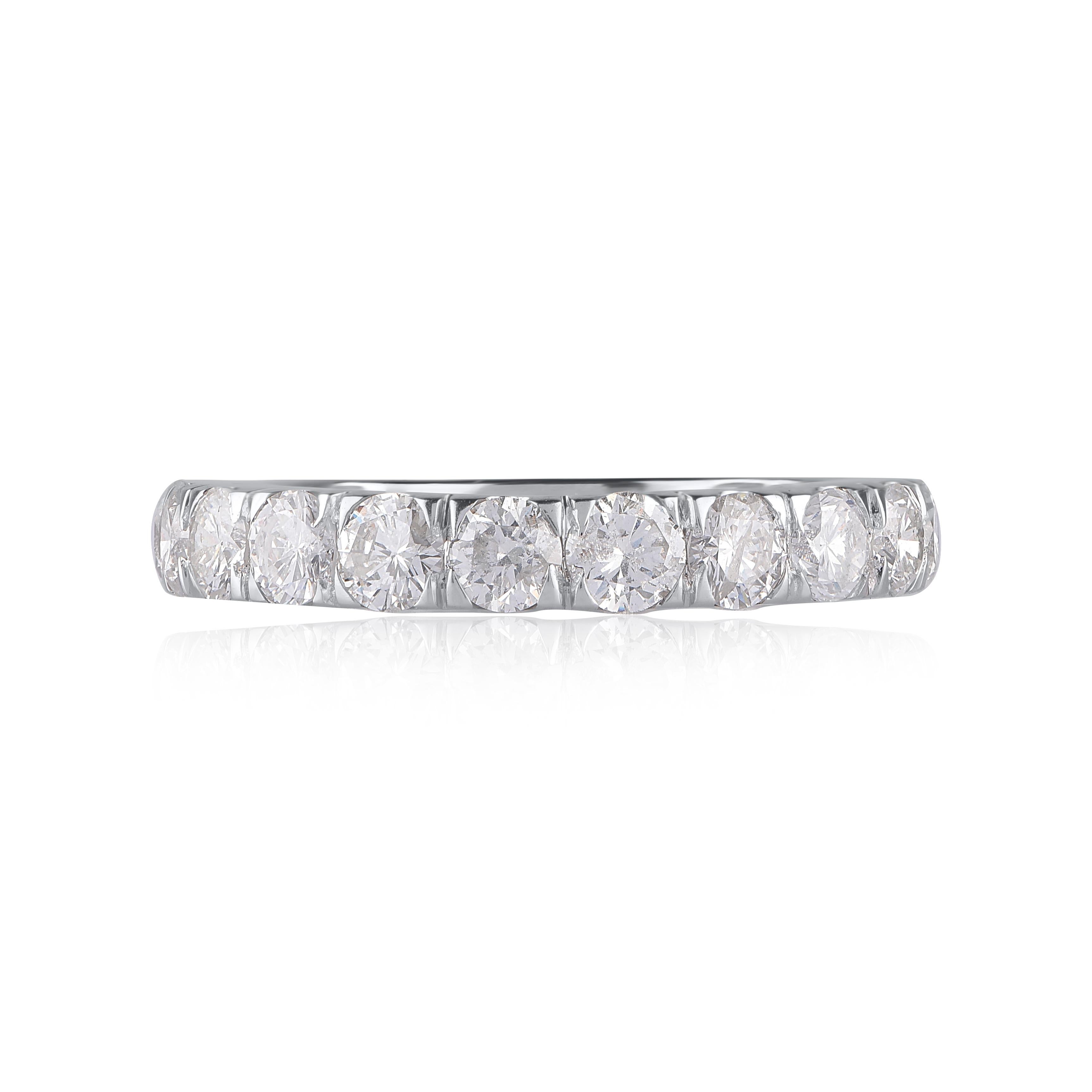Round Cut TJD IGI Certified 3 CT Round Diamond Classic Eternity Band Ring 14KT White Gold For Sale