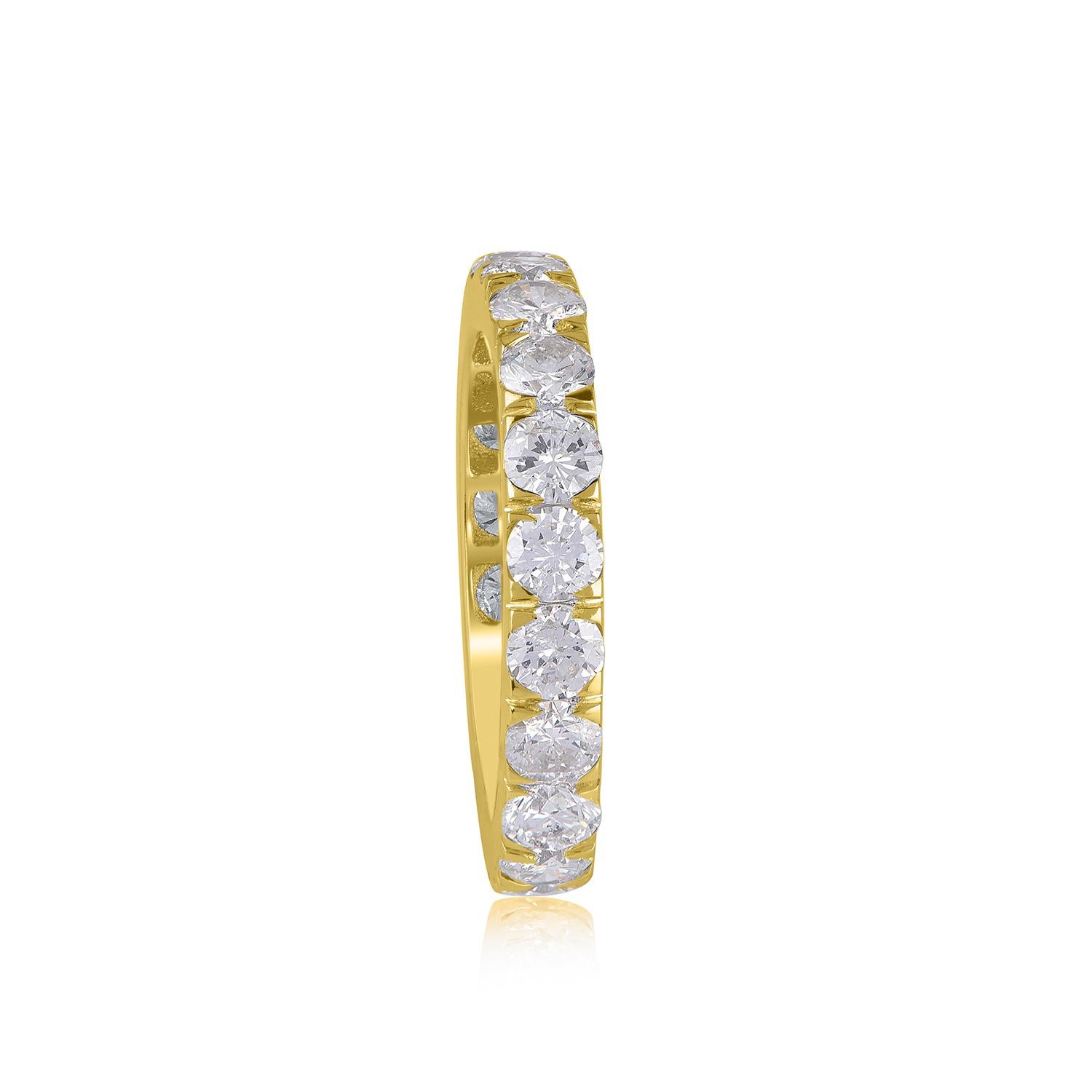 TJD IGI zertifizierter 3,00 Karat Diamant 14K Gelbgold Vollklassischer Ewigkeitsring (Zeitgenössisch) im Angebot