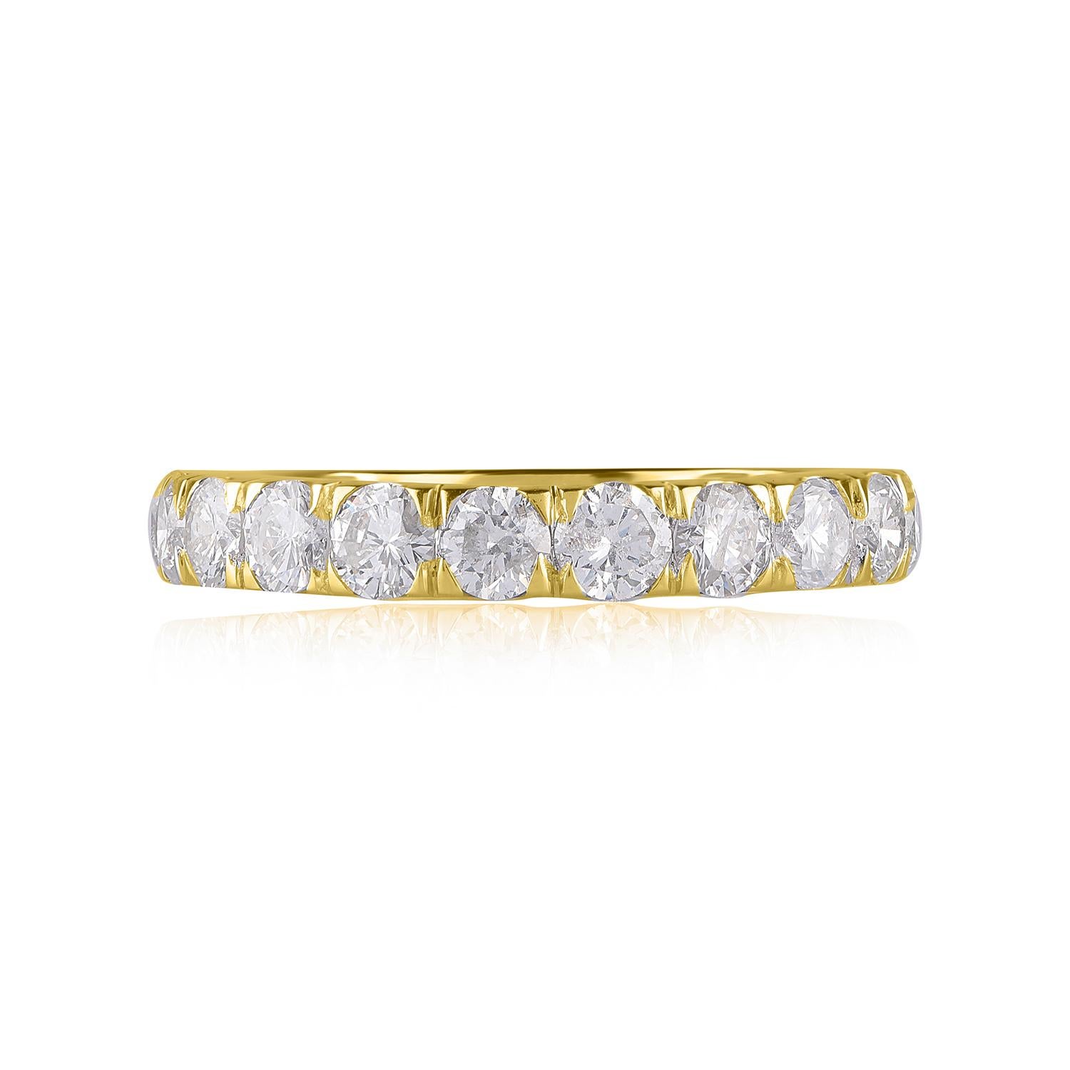 Contemporary TJD IGI Certified 3.00 Carat Diamond 14K Yellow Gold Full Classic Eternity Ring For Sale
