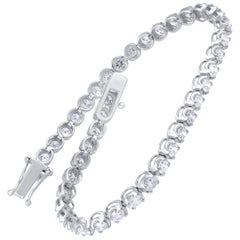 TJD Bracelet tennis classique en or blanc 14 carats certifié IGI 5 carats diamant naturel