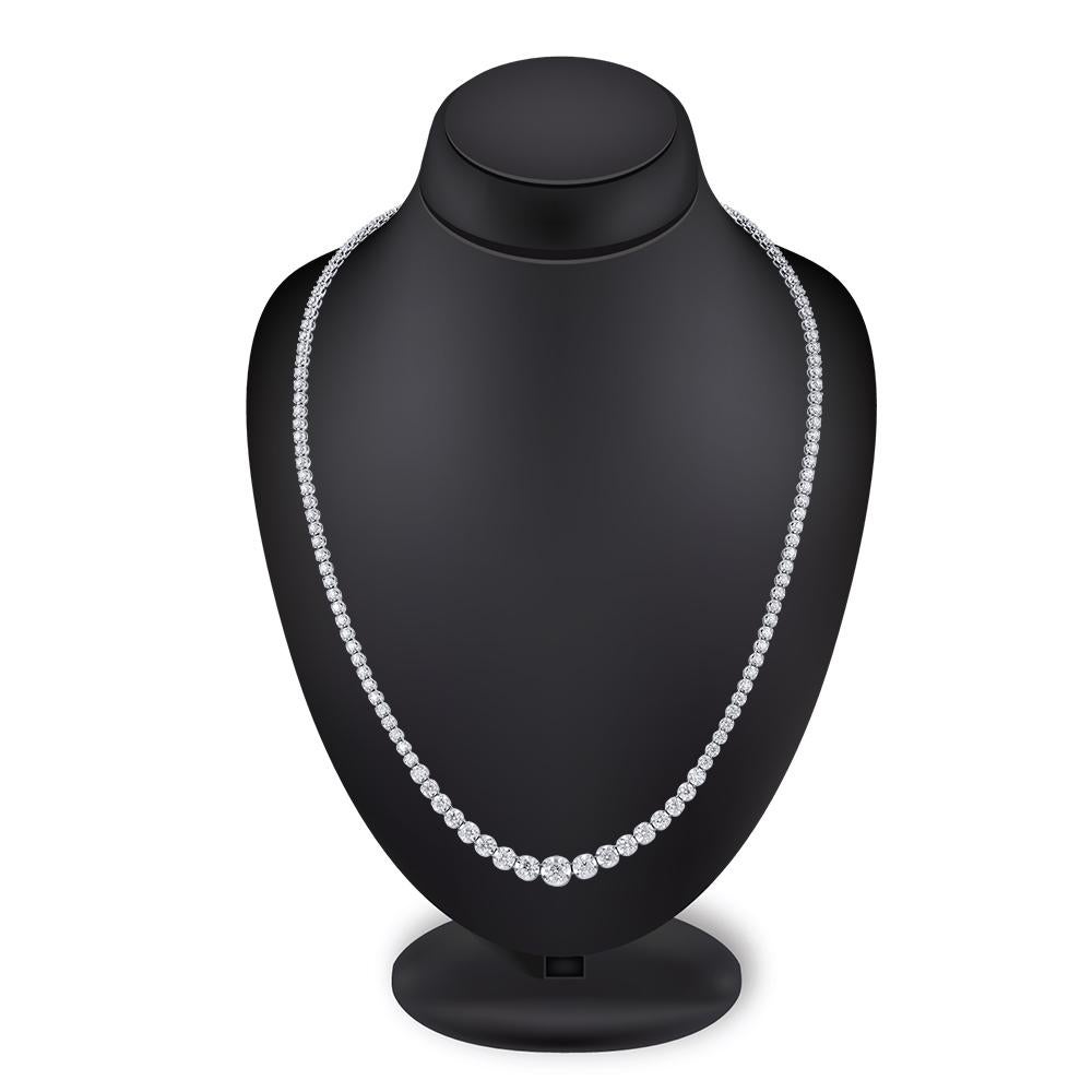 Women's or Men's TJD IGI Certified 5.0 Carat Diamond 14 K White Gold Prong Set Tennis Necklace For Sale
