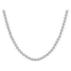 TJD IGI Certified 5.0 Carat Diamond 14 K White Gold Prong Set Tennis Necklace