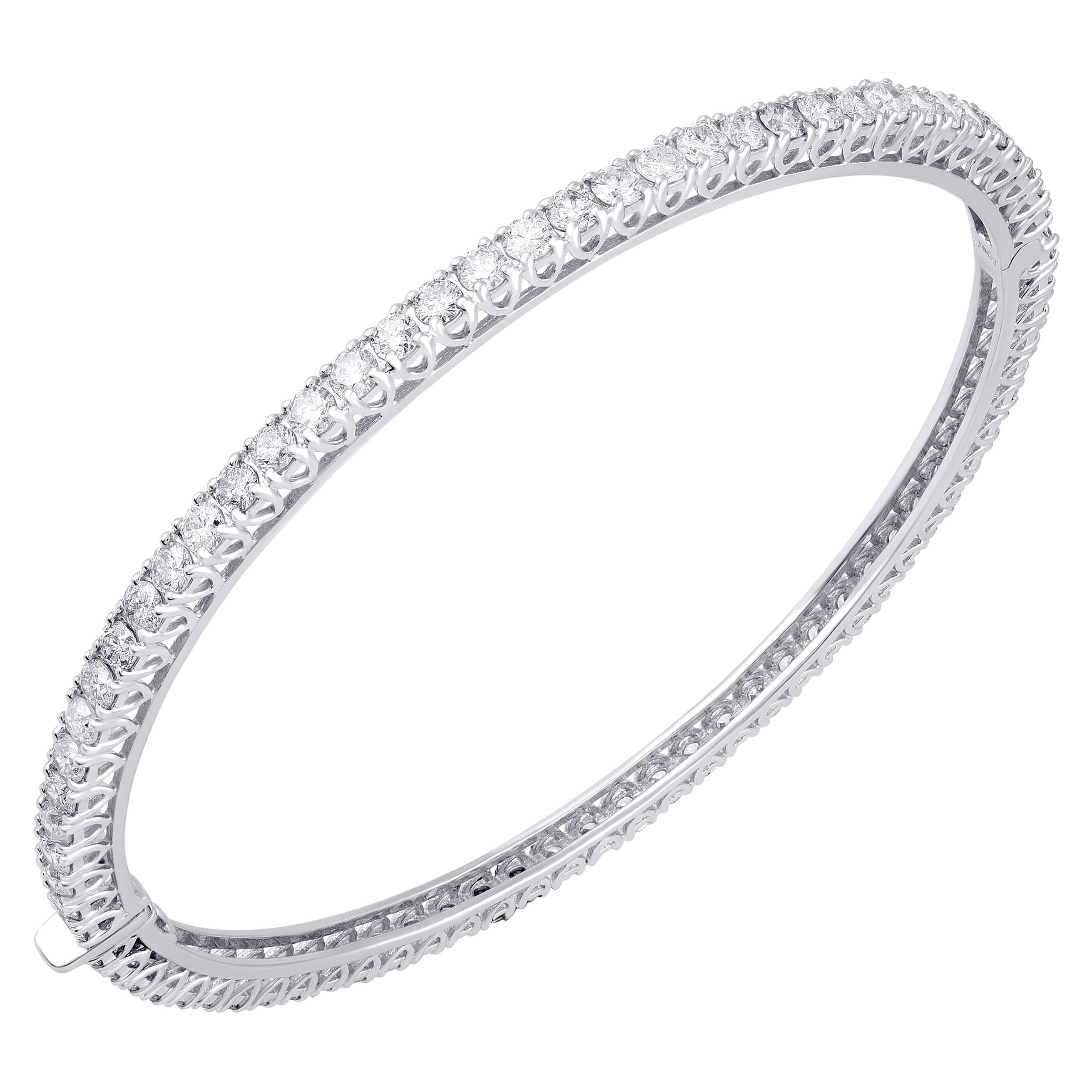 TJD IGI Certified 5.00 Carat Full Eternity Diamond White Gold Designer Bangle For Sale