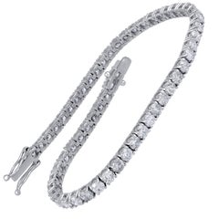 TJD Bracelet tennis en or blanc 14K à 4 branches, certifié IGI, 6 carats de diamant naturel