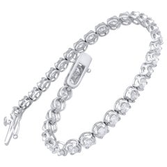 TJD Bracelet tennis classique en or blanc 14 carats certifié IGI 7 carats diamant naturel