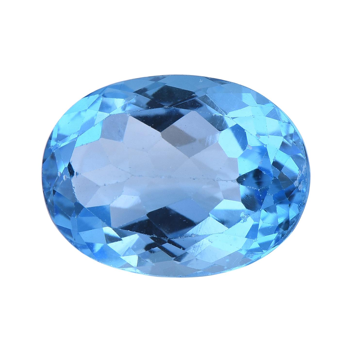 TJD Loose Natural Swiss Blue Topaz 11.59ct Oval Shape Gemstone for Any Jewellery