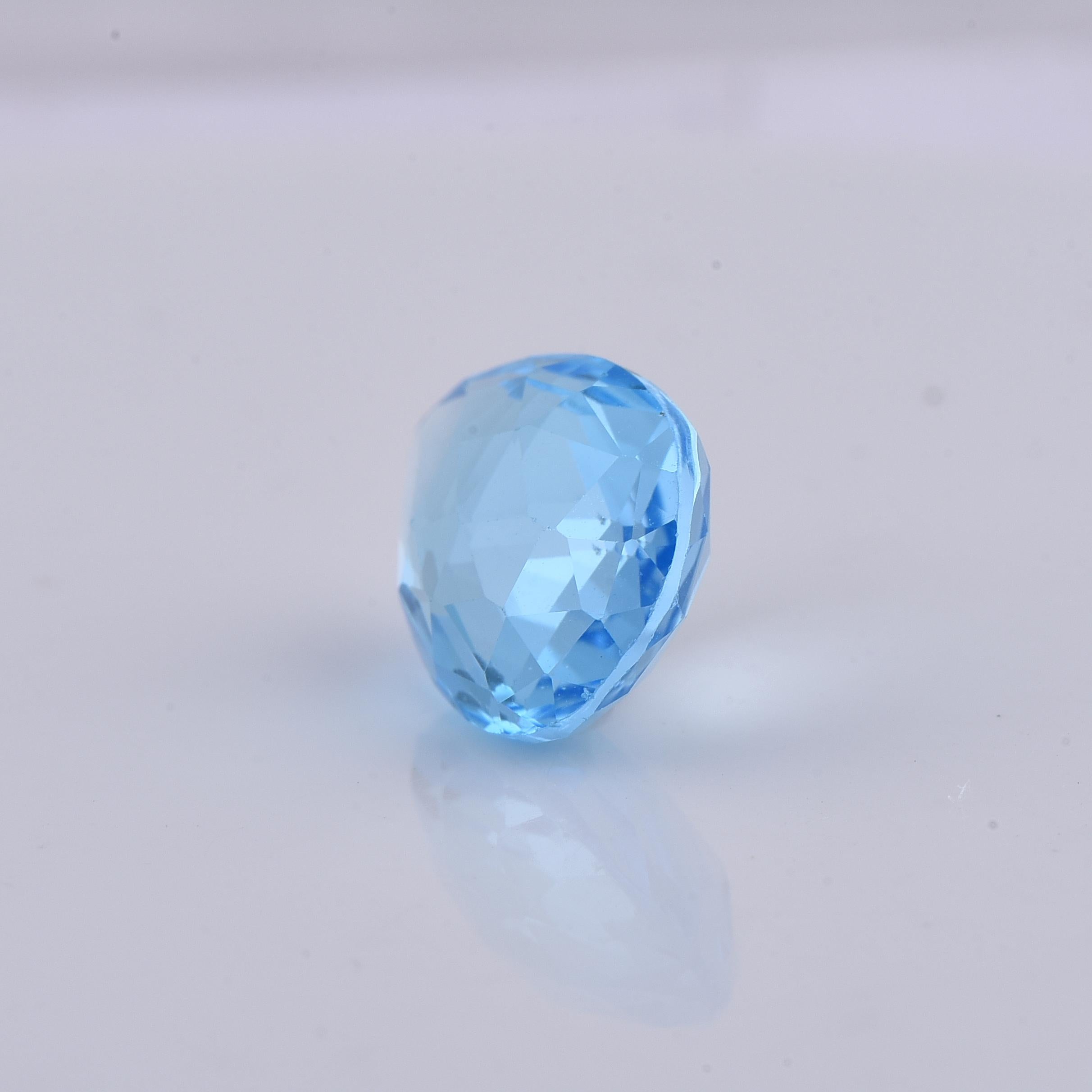 Modern TJD Loose Natural Swiss Blue Topaz 5.15 Cts Pear Shape Gemstone for Ring/Pendant For Sale