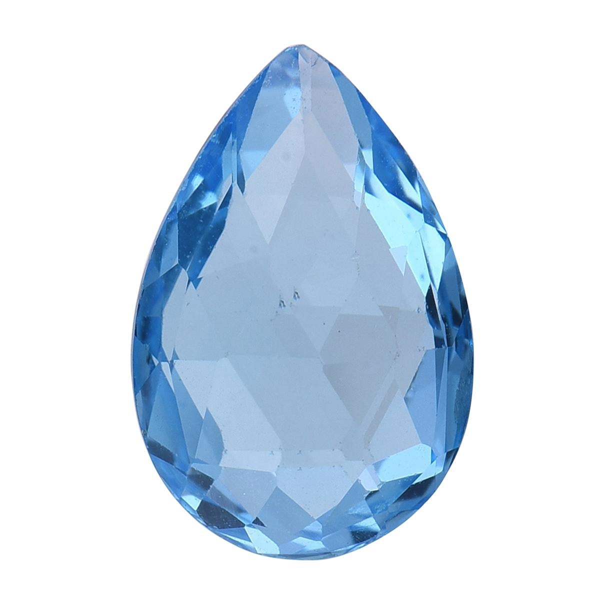 TJD Loose Natural Swiss Blue Topaz 5.15 Cts Pear Shape Gemstone for Ring/Pendant