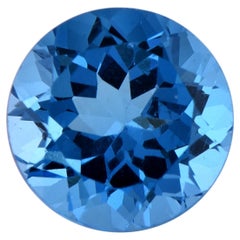 TJD Loose Natural Swiss Blue Topaz 7.80 Cts Round Gemstone for Ring and Pendant