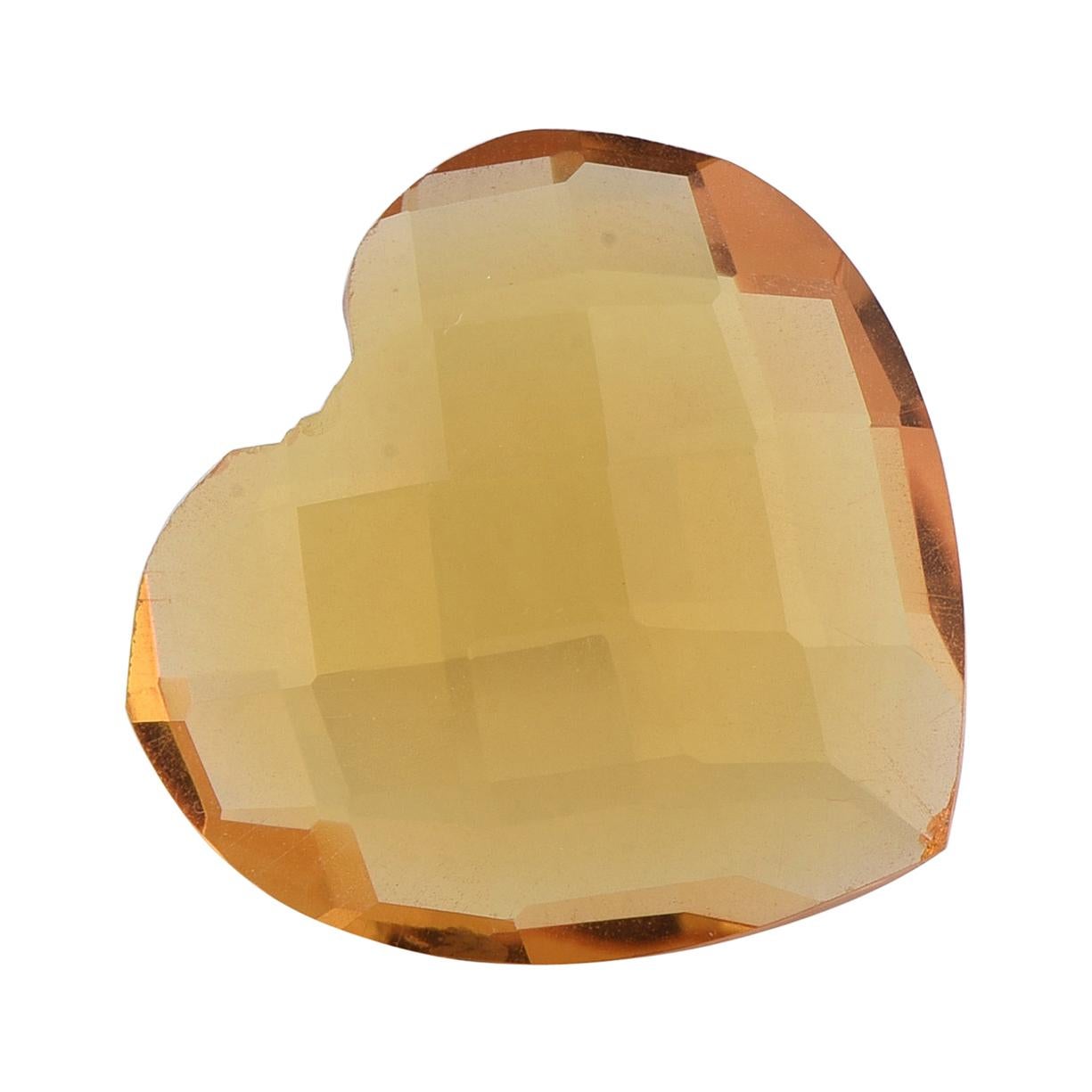 TJD Loose Yellow Natural Citrine 7.29 Ct Heart Shape Gemstone for Any Jewellery