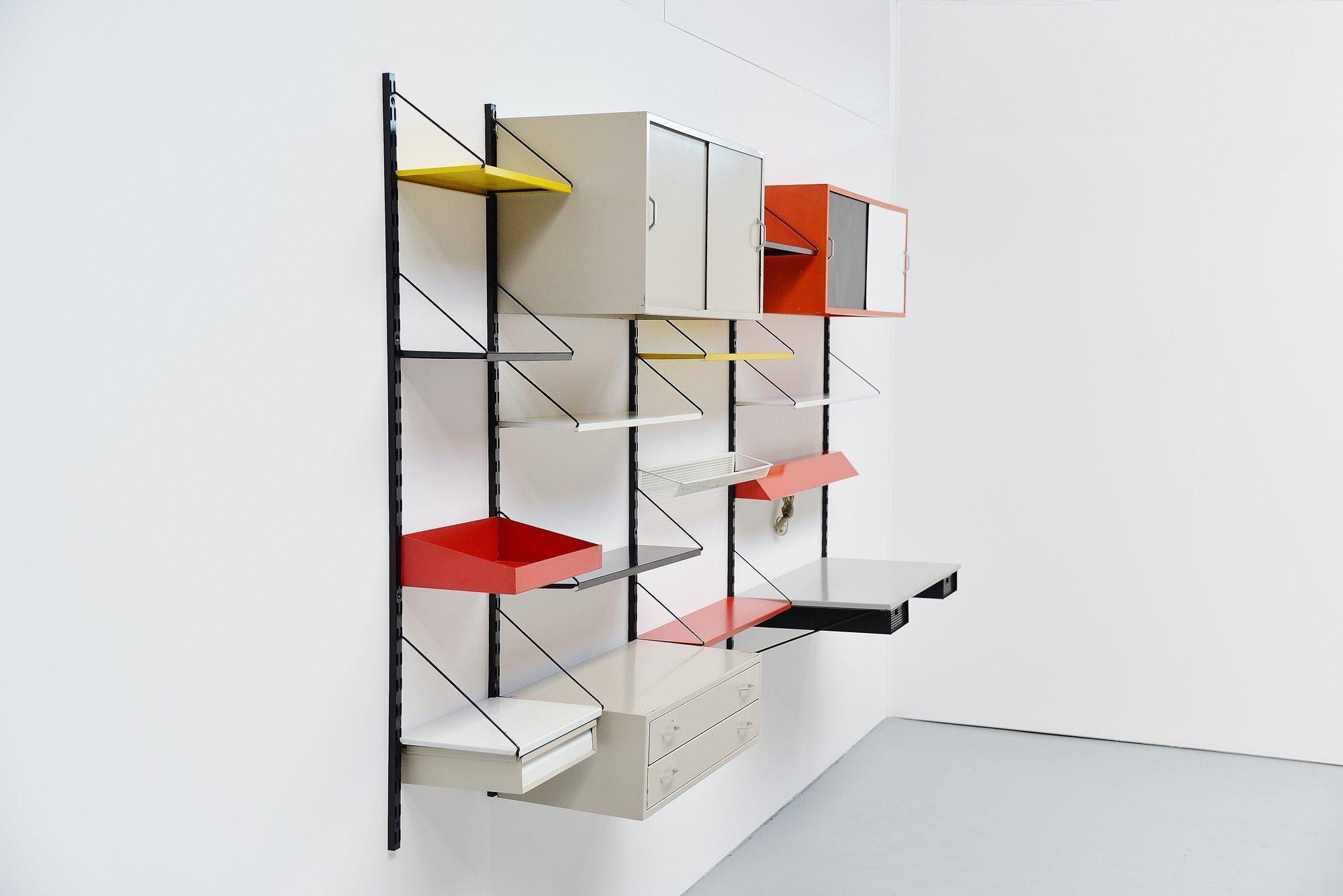 Cold-Painted Tjerk Reijenga shelving unit by Pilastro Holland, 1960