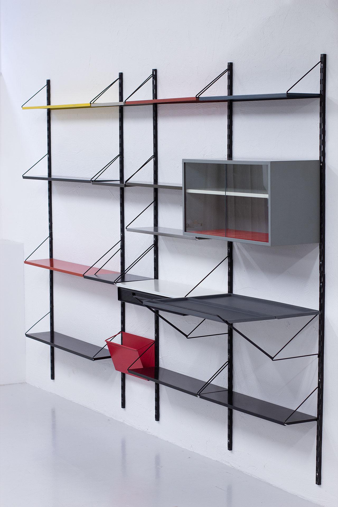 20th Century Tjerk Reijenga Shelving Wall Unit by Pilastro, Holland, 1960 For Sale