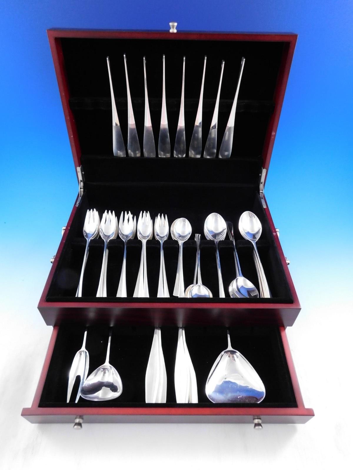 Tjorn by Dansk Sterling Silver Flatware Set 8 Service 51 Pieces Mid-Century Mod For Sale 3