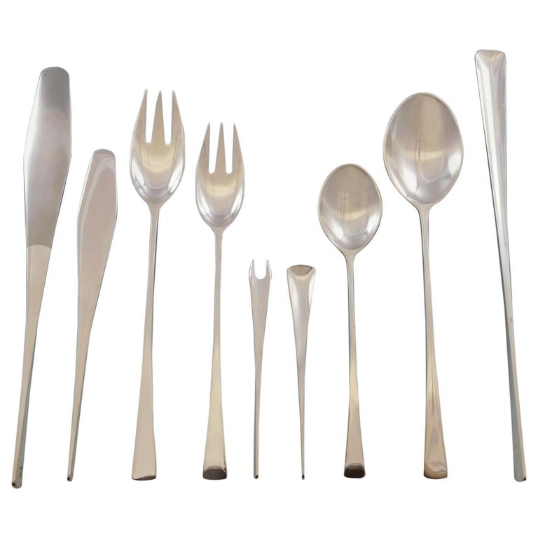 Tjorn by Dansk Sterling Silver Flatware Set for 12 Dinner Service 110 Pcs Rare For Sale at 1stDibs