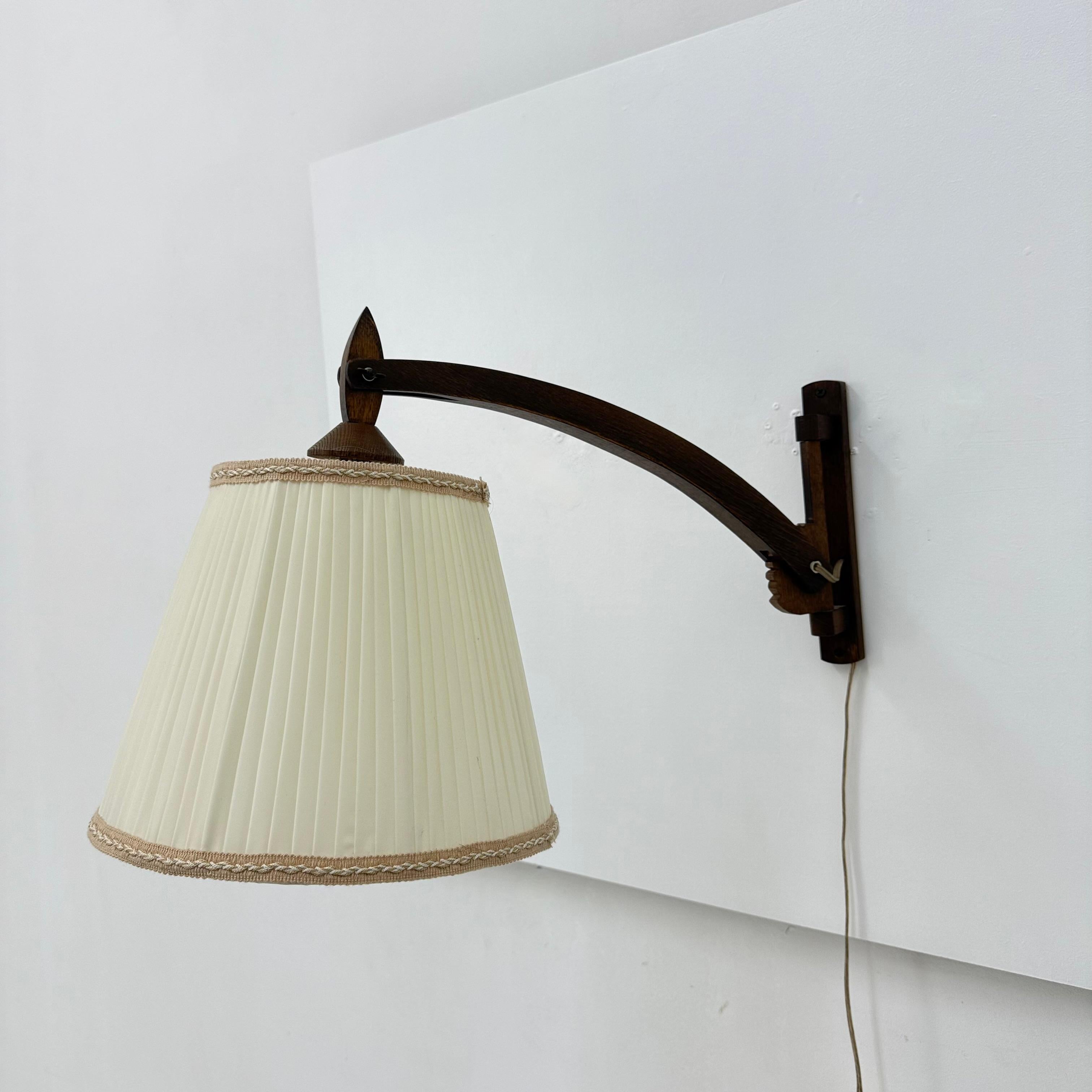 Mid-Century Modern T.J.W Zweers lampe murale vintage en bois d'Oak Oak 1950s en vente
