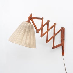 T.J.W. Zweers Teak Wall Scissor Lamp, Holland, 1959