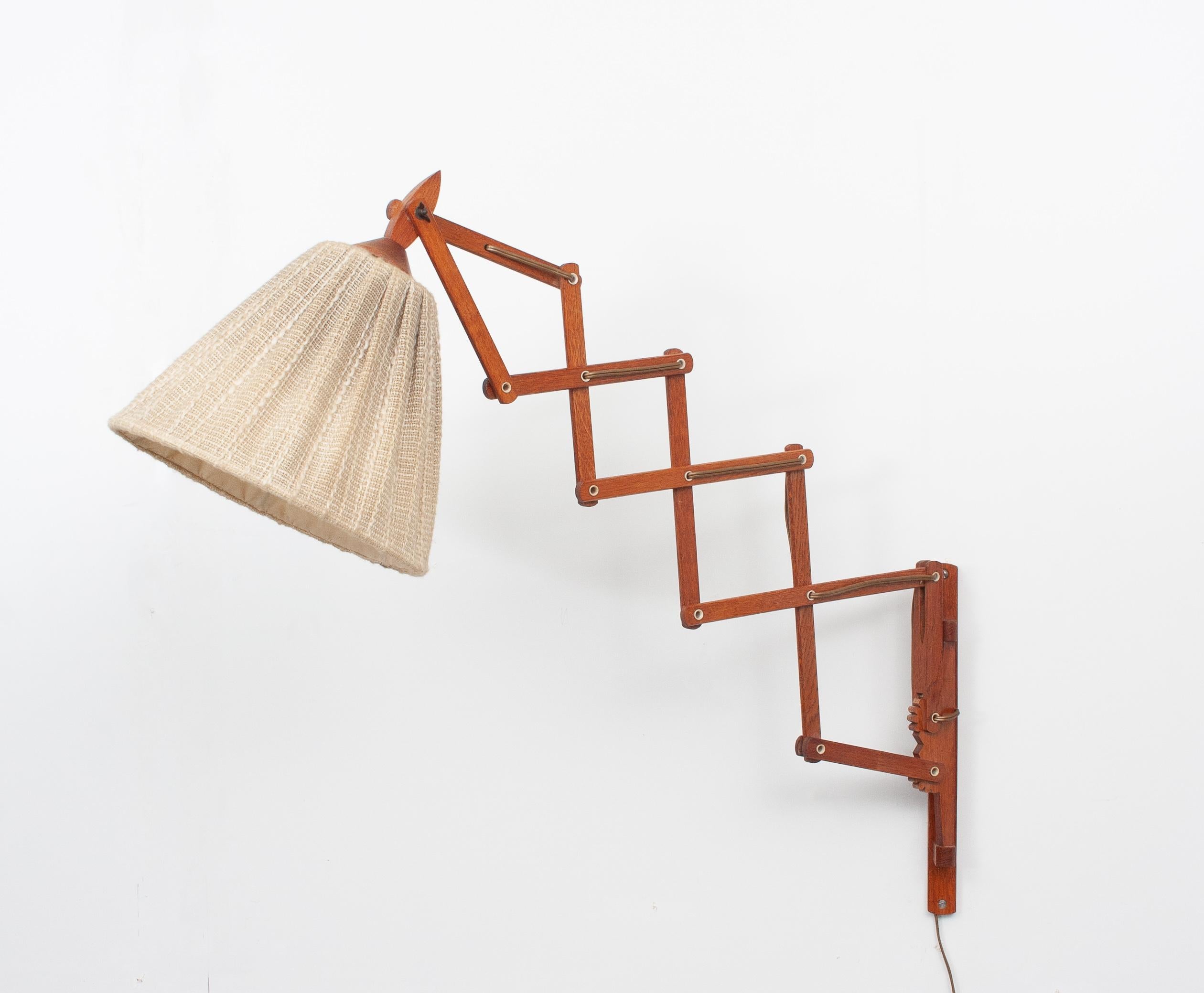 Mid-20th Century T.J.W. Zweers Teak Wall Scissor Lamp, Holland, 1959