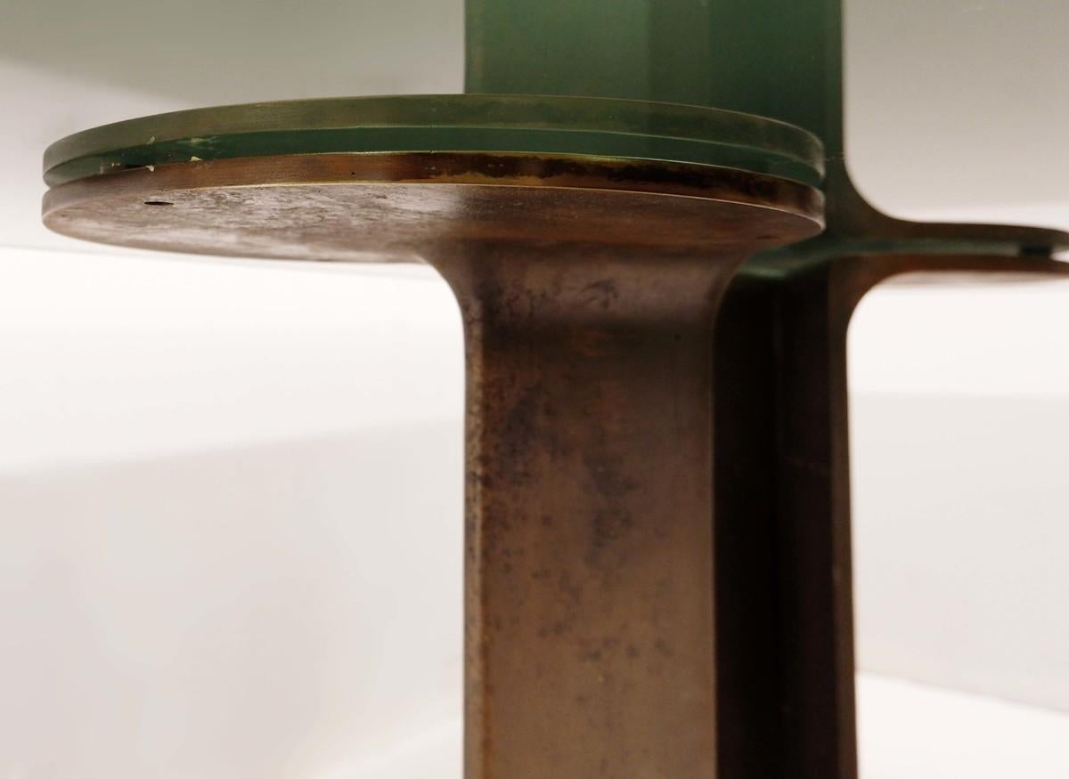 'TL59' Brown Patinated Bronze Base and Smoked Glass Top, by Scarpa for Poggi 1