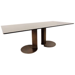 'TL59' Brown Patinated Bronze Base and Smoked Glass Top, by Scarpa for Poggi