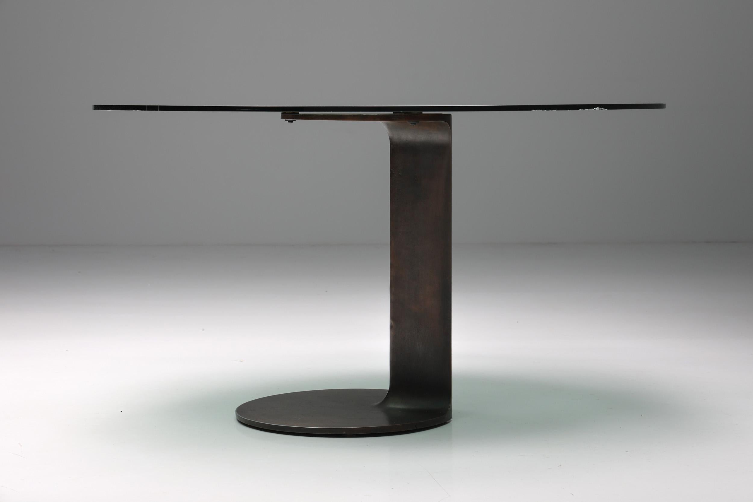 Bronze Table de salle à manger TL59 en bronze et verre par Afra & Tobia Scarpa pour Poggi, 1975 en vente