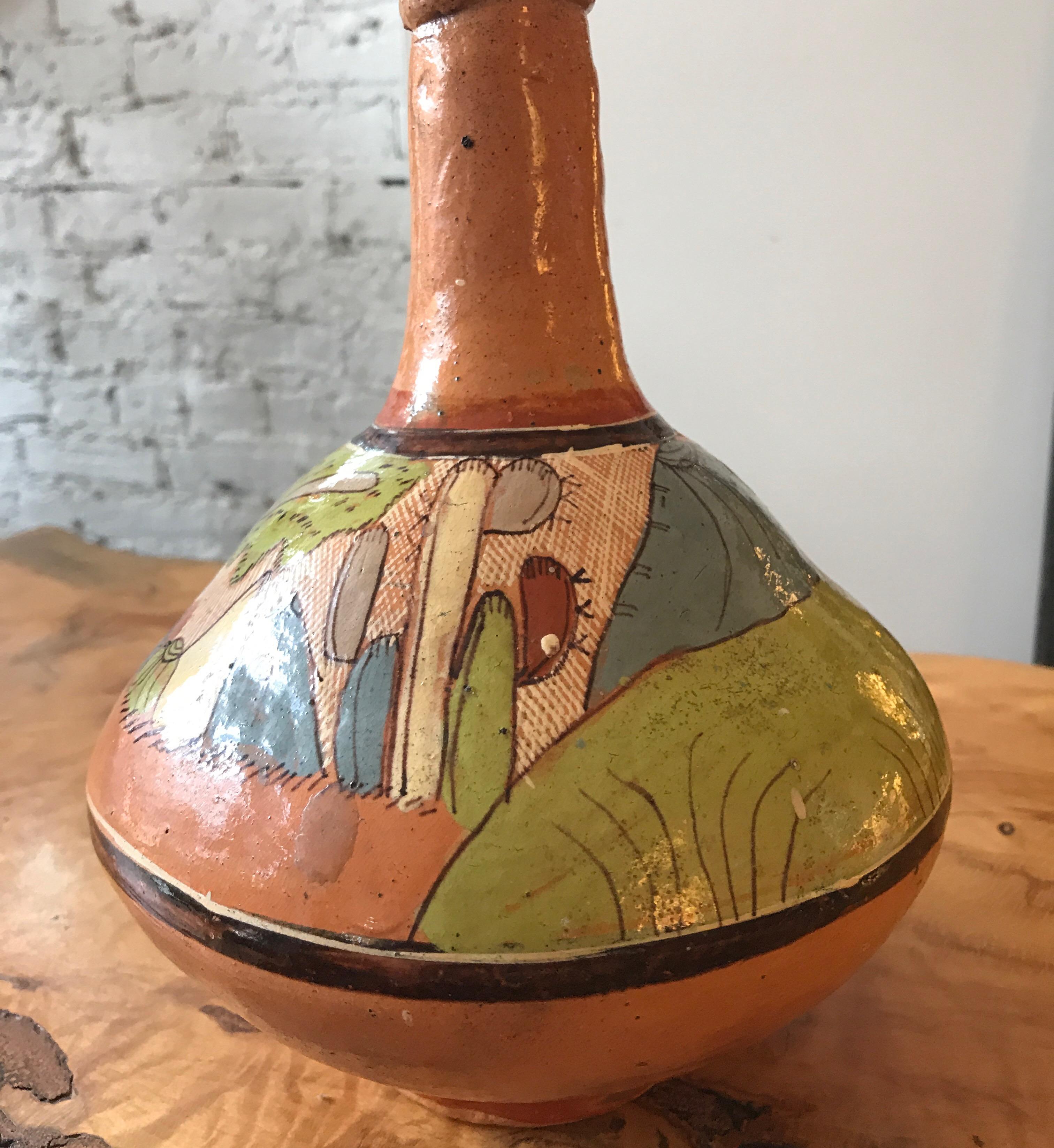 Tlaquepaque Mexican Hand Painted Ceramic Vase For Sale 10