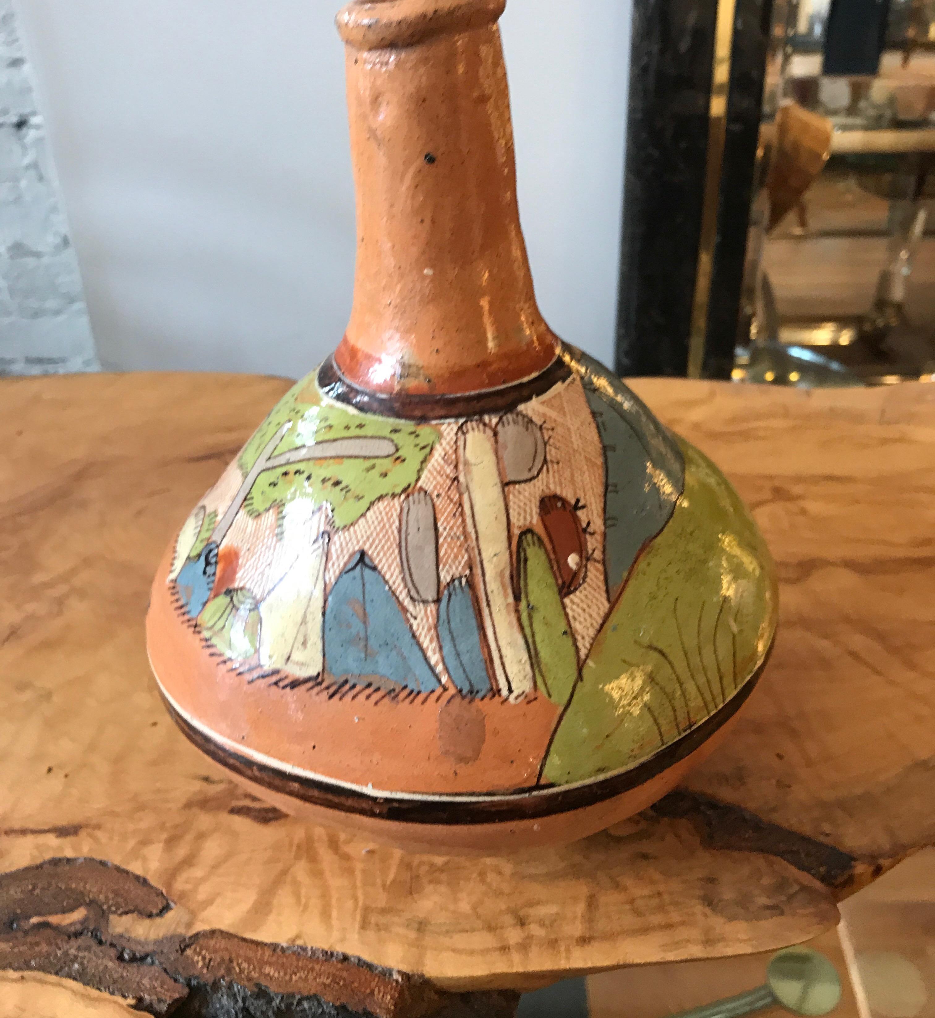 Tlaquepaque Mexican Hand Painted Ceramic Vase For Sale 11