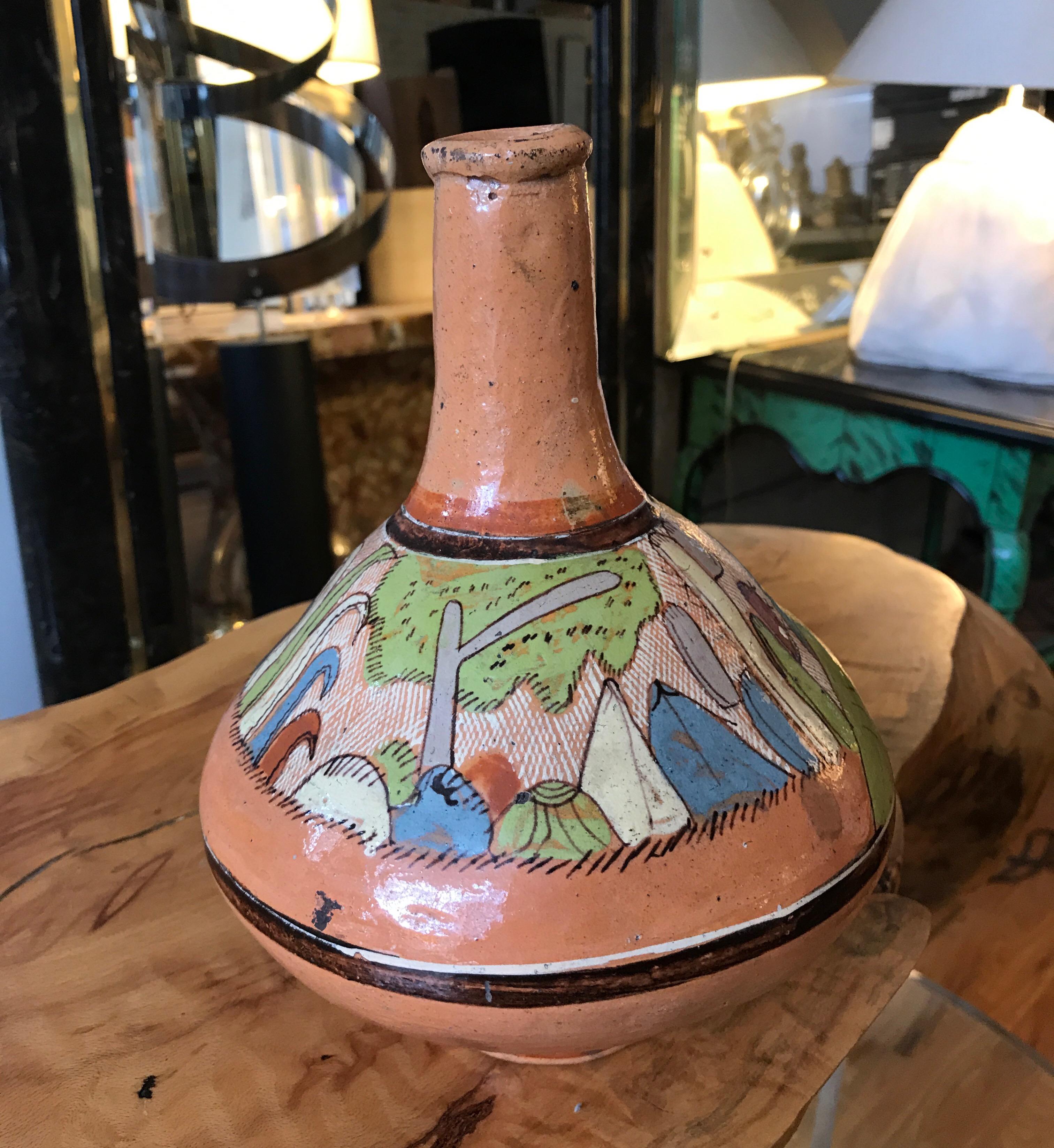 Tlaquepaque Mexican Hand Painted Ceramic Vase For Sale 13
