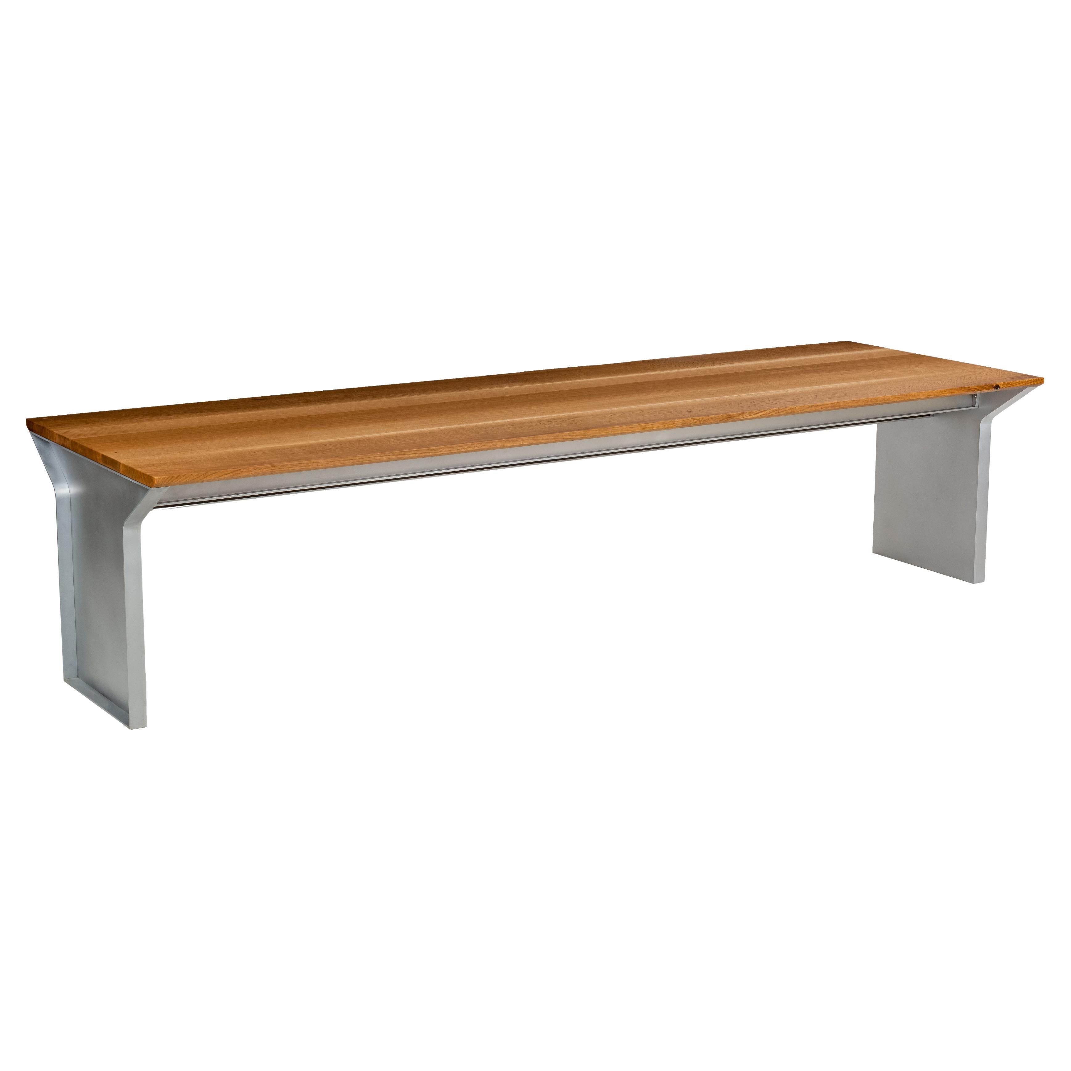 TM Dining Dining Table 2.0 in Waxed Aluminum and White Oak by Jonathan Nesci For Sale