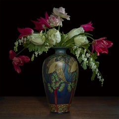 Tulips and Bleeding Hearts in a Japanese Vase