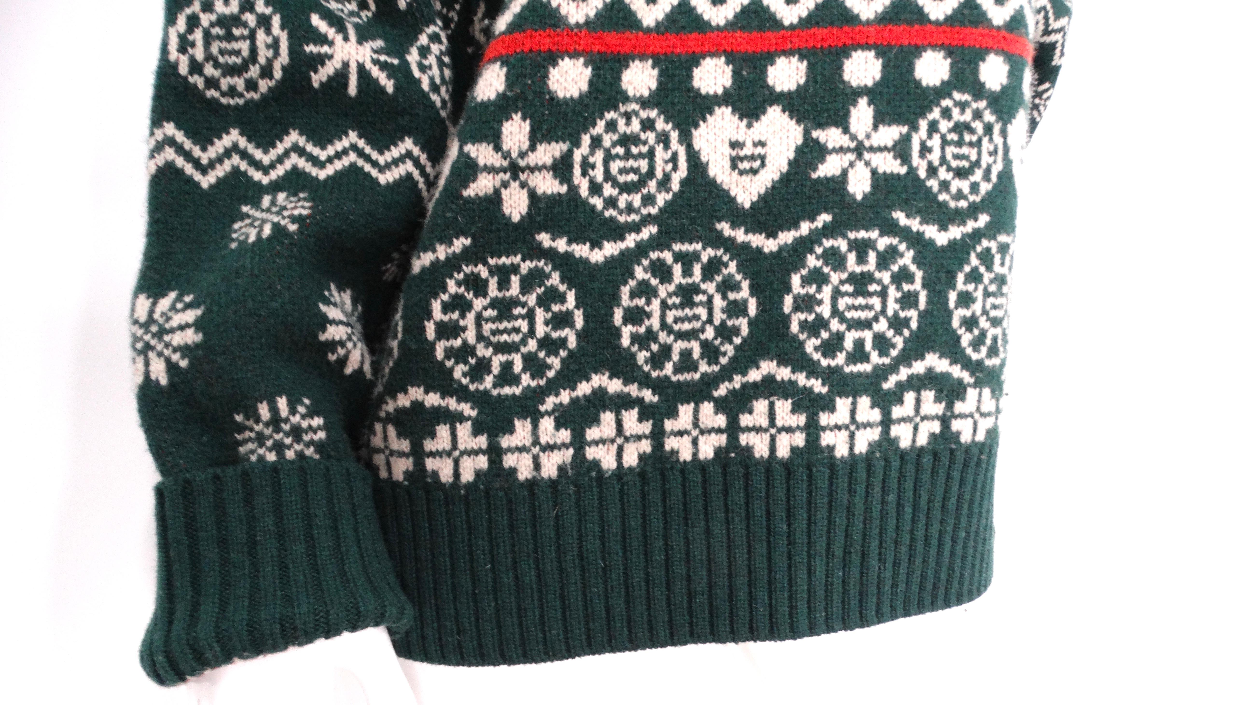 TM/KK Takashi Murakami Wool Holiday Print Sweater In Good Condition For Sale In Scottsdale, AZ