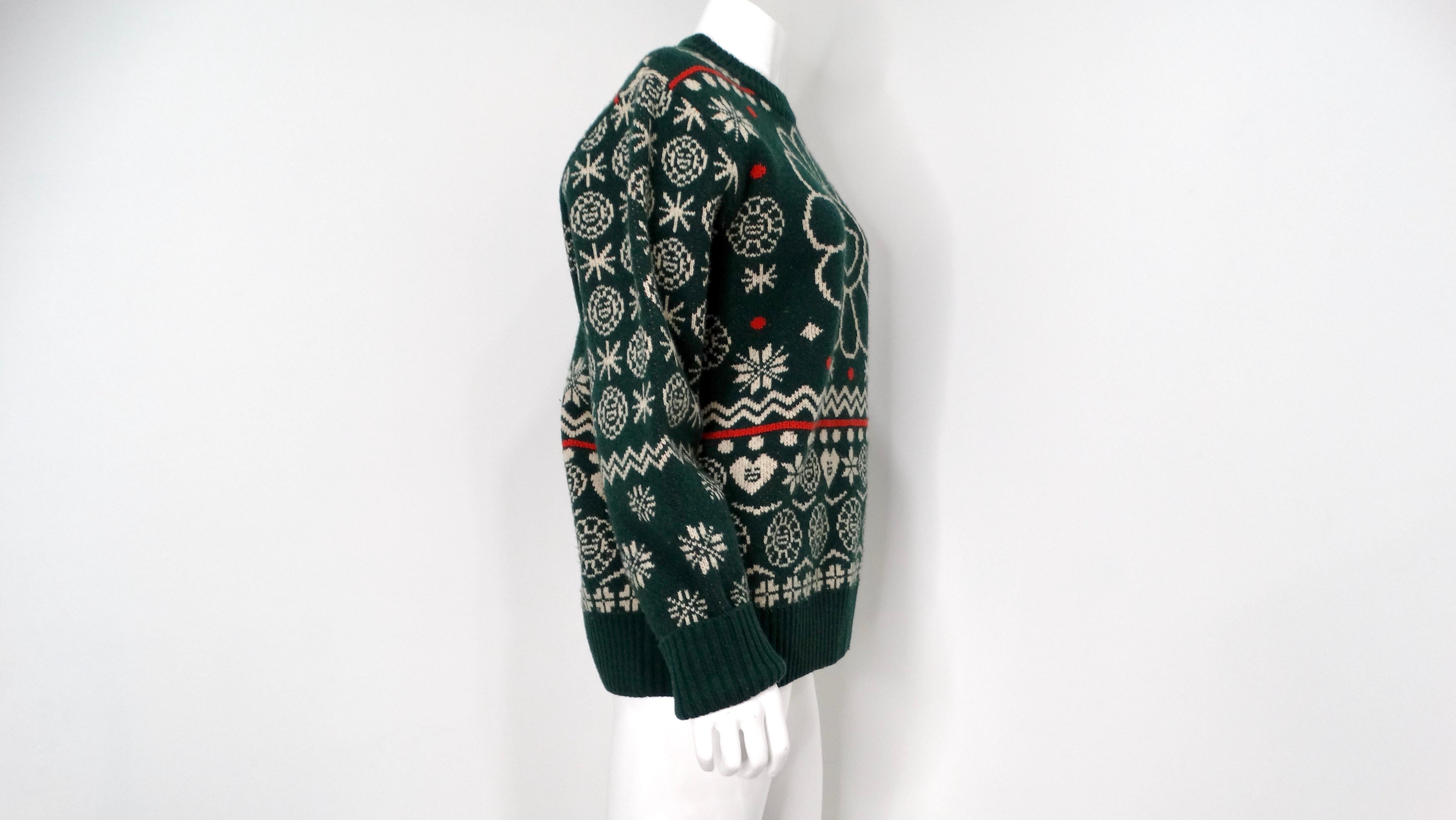 TM/KK Takashi Murakami Wool Holiday Print Sweater For Sale 1