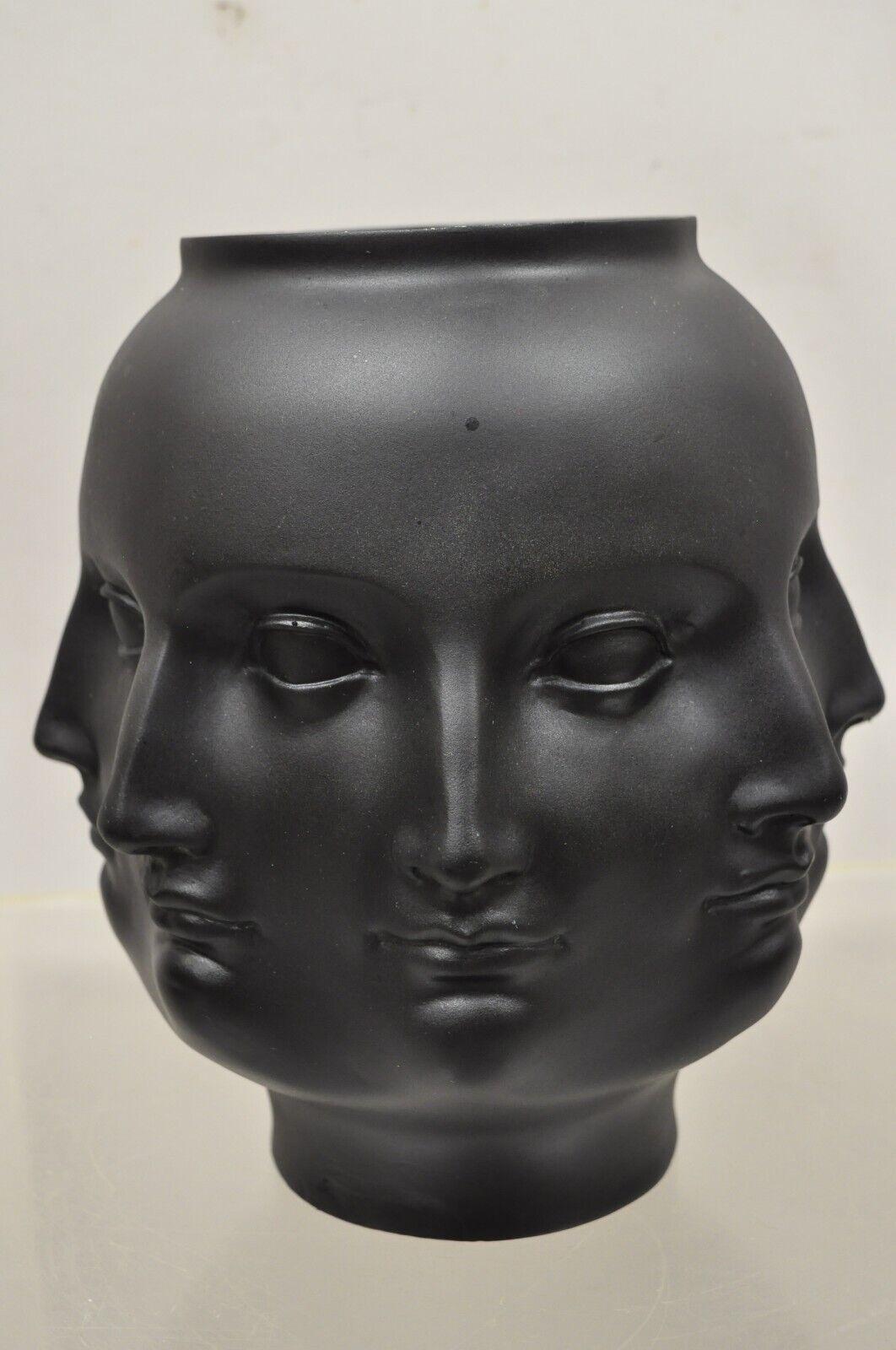 TMS 2005 Fornasetti Style Black Vitruvian Perpetual Face Ceramic Vase 6