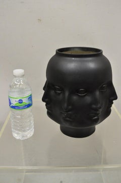 TMS 2005 Fornasetti Style Black Vitruvian Perpetual Face Ceramic Vase