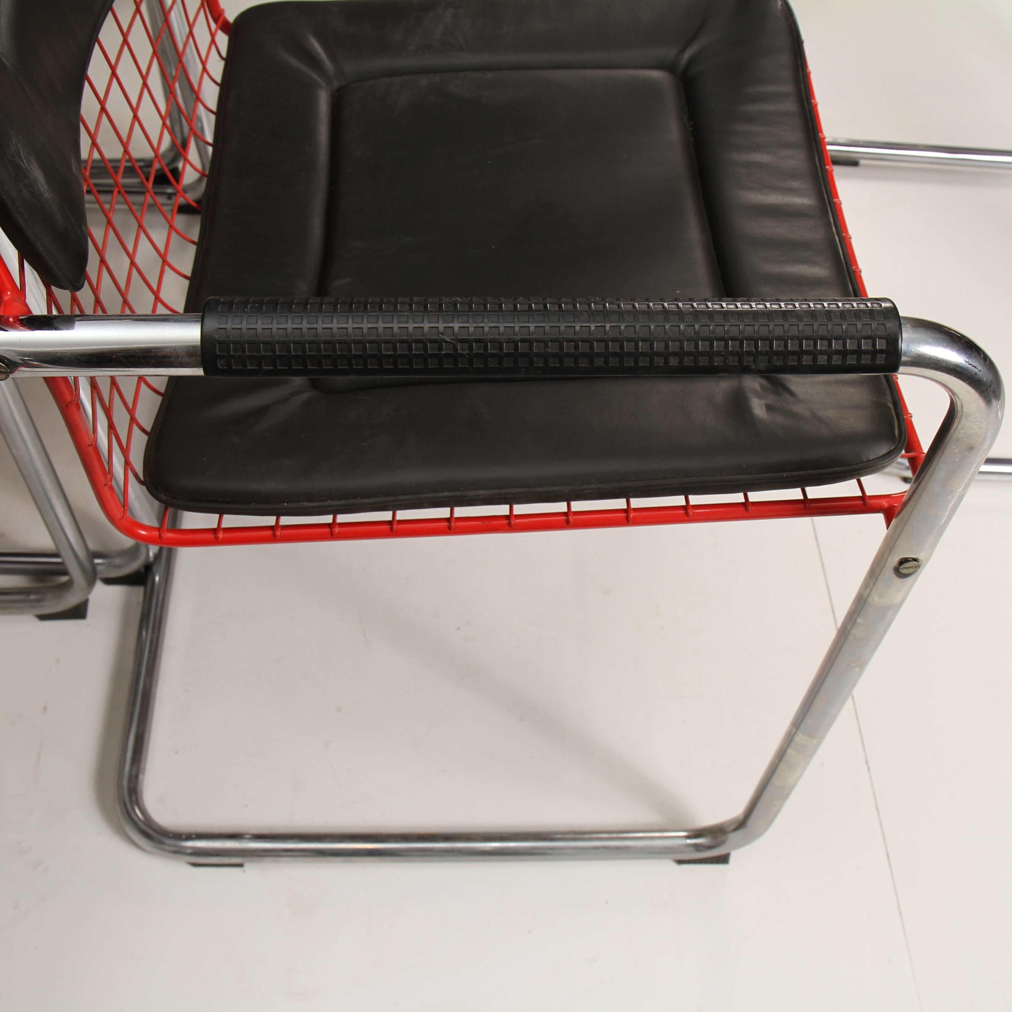 Unknown TMU Style Wire and Chrome Cantilevered Armchairs