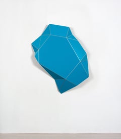 "Flexia 18" Wall Sculpture- Aluminum, white, blue, cyan, modernism, geometric