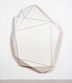 "Flexia 19" Wall Sculpture- Aluminum, white, gray, pink, modernism, geometric