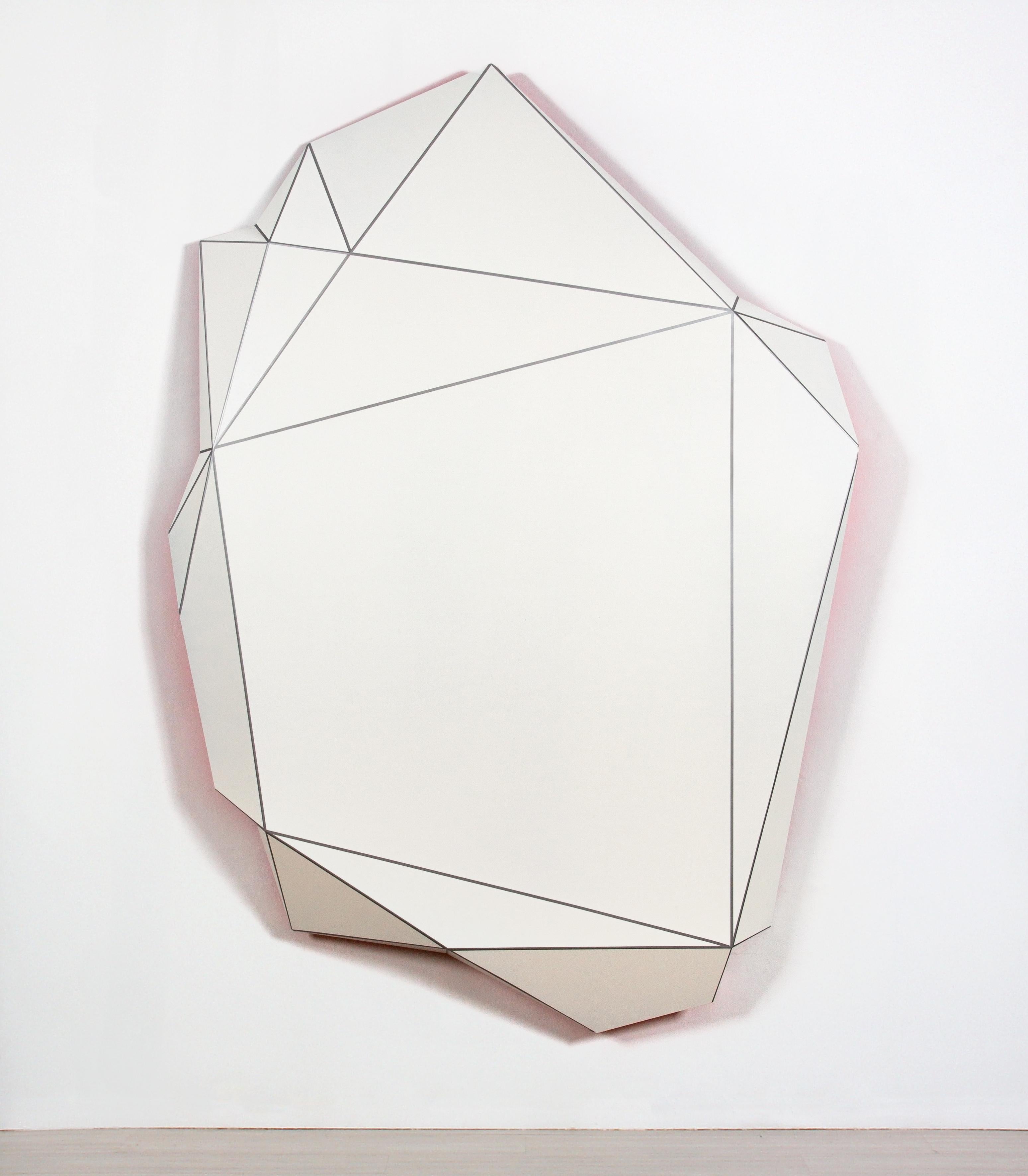 „Flexia 19“ Wandskulptur aus Aluminium – weiß, grau, rosa, modern, geometrisch
