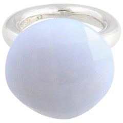 White Gold-Plated Fashion Statement Ring to a Dream Planet Lavender Chalcedony