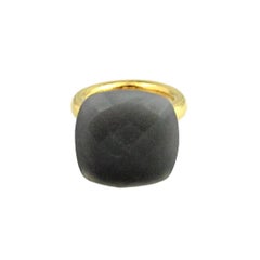 Yellow Gold Plated Fashion Statement Ring TO A DREAM PLANET Grey Moonstone