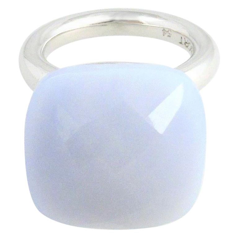 'To a 'Dream Planetoid' Lavender Chalcedony White Gold-Plated Cocktail Ring For Sale