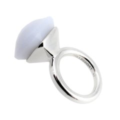 'To a 'Dream Planetoid' Lavender Chalcedony White Gold-Plated Cocktail Ring