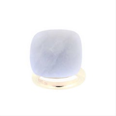 Yellow Gold Plated Fashion Statement Ring TO A DREAM PLANET Lavender Chalcedony